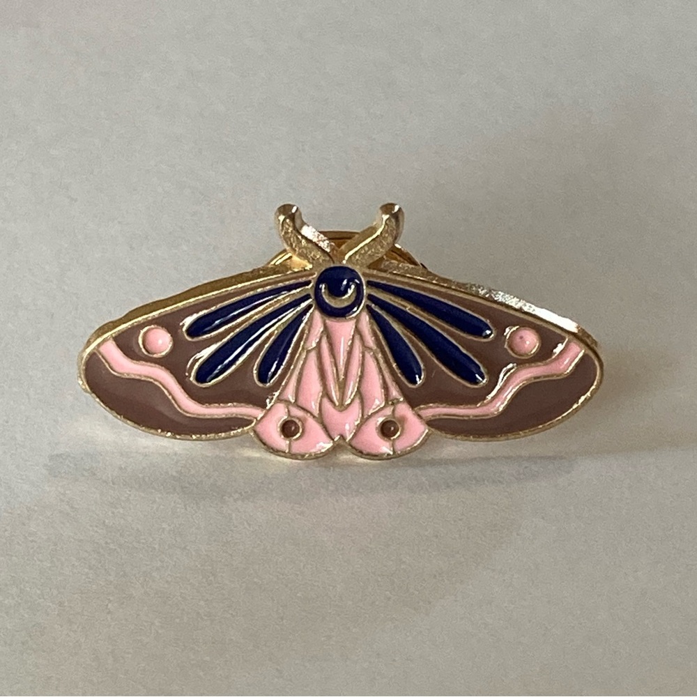 Pink Moth Enameled Pin